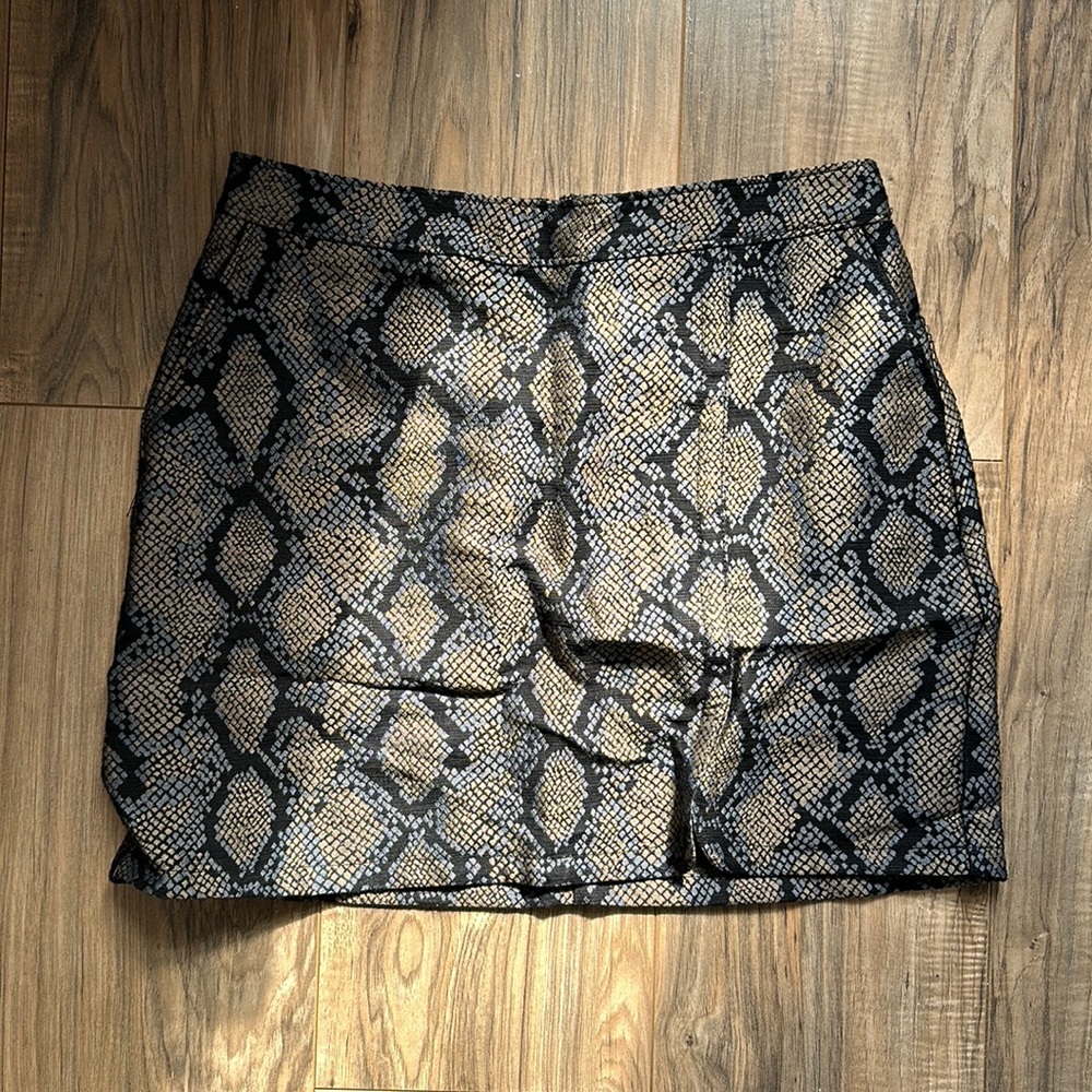 Express Blue and Brown Snake Print Mini Skirt